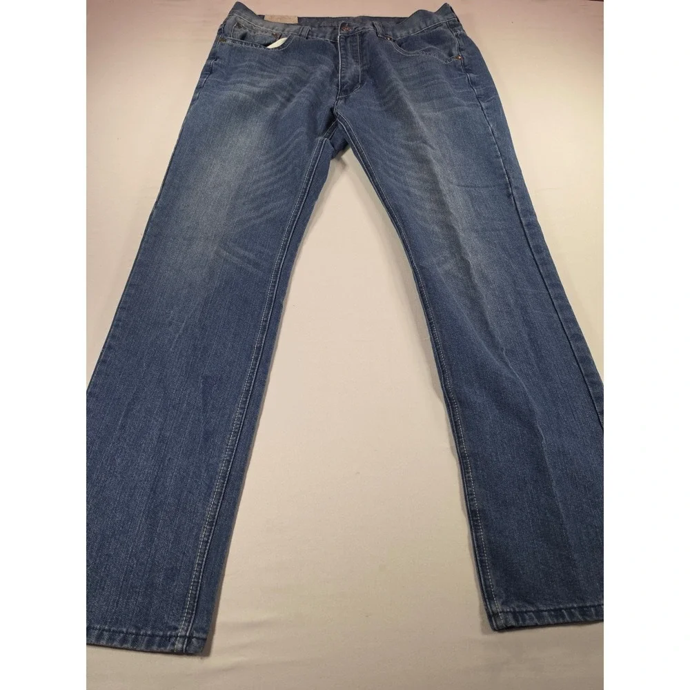 Ankor East Mens Straight Leg Blue Denim Jeans Medium Wash 36x34